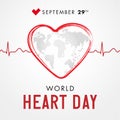 World Heart day with earth and pulse trace Royalty Free Stock Photo