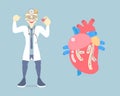 World heart day, heart health care concept, heart failure, attack disease, medical internal organs anatomy, with doctor