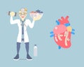 World heart day, healthy lifestyle and heart health care concept with doctor and heart anatomy in blue background