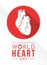World heart day with human heart sign in red circle banner design Royalty Free Stock Photo