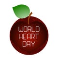 World Heart Day. 29 September. Apple, cut in the heart Royalty Free Stock Photo