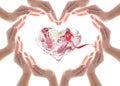 World heart health day, blood, organ donor concept with collaborative heart-shape hands Royalty Free Stock Photo