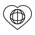 World into heart love human rights day, line icon design