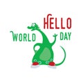 World Hello Day Card with Dino