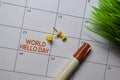 World Hello Day write on calendar. Date 21 November. Reminder or Schedule Concepts