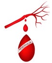 World Hemophilia Day. 17 April. A drop of blood flowing from the artery. Vector illustration