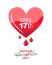 World Hemophilia Day. April 17th. Drops of blood fall from a heart filled with blood. Blood clotting disorder Royalty Free Stock Photo