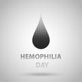 World hemophilia day, black halftone dotted blood drop. Vector illustration EPS 10