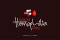 World Hemophilia Day. Drops of blood and capsule on dark background. Haemophilia disease awareness symbol Royalty Free Stock Photo