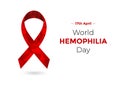 World Hemophilia Day with red awareness ribbon Royalty Free Stock Photo