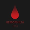 World hemophilia day, red halftone dotted blood drop on black background. Vector illustration EPS 10.