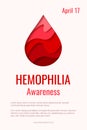 World Hemophilia Day - red paper cut blood drop