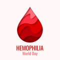 World Hemophilia Day - red paper cut blood drop