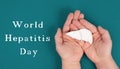 World hepatitis day, hands holding a liver, organ disease, health care