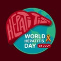 World Hepatitis Day - Hepatitis text in liver sign on circle globe world on brown background vector design