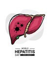 World hepatitis day with human liver and virus outline Drawing sign vector design