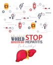 World hepatitis day vector background in modern flat design on white background. 28 July