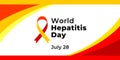 World Hepatitis Day. Vector banner for social media, card, poster. Illustration with text World Hepatitis Day, July 28. Red and Royalty Free Stock Photo