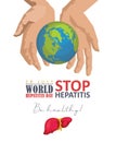 World hepatitis day vector poster in modern flat design on white background. 28 July. Be healthy