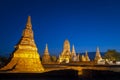 The world heritage Ayutthaya site, Thailand, Landscape of Pagoda at Wat Phasisanphet Ayuthaya Twilight Time