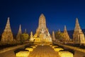 The world heritage Ayutthaya site, Thailand, Landscape of Pagoda at Wat Phasisanphet Ayuthaya Twilight