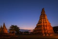 The world heritage Ayutthaya site, Thailand, Landscape of Pagoda at Wat Phasisanphet Ayuthaya Twilight