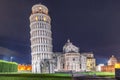 World heritage Pisa tower, baptistery and cathedral at night Royalty Free Stock Photo