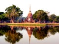 Water reflection World heritage Sukhothai historical park, Thailand Royalty Free Stock Photo