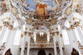 World heritage wall and ceiling frescoes of Wieskirche church Royalty Free Stock Photo