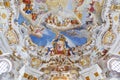World heritage wall and ceiling frescoes of wieskirche church in bavaria Royalty Free Stock Photo