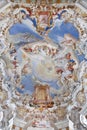 World heritage wall and ceiling frescoes of wieskirche church in bavaria