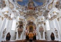 World heritage wall and ceiling frescoes of wieskirche church in bavaria, Royalty Free Stock Photo