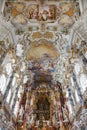 World heritage wall and ceiling frescoes of wieskirche church in bavaria, Royalty Free Stock Photo