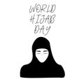 World Hijab day on february 1 international day celebration and greeting design. Hijab muslim women headcover Meaning is euphemis