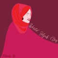 World Hijab day on february 1 international day celebration and greeting design Royalty Free Stock Photo