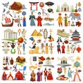 World history and countries culture traveling and exploration epochs