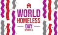 World Homeless day background design with shapes and broken house along with typography