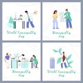 World homeopathy day banners or posters collection, flat vector illustration.