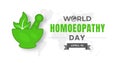 World Homoeopathy Day background for banner design template with green color de7ign