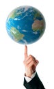 World on a human finger Royalty Free Stock Photo