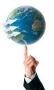 World on a human finger Royalty Free Stock Photo