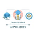 World human population growth concept icon. Overpopulation idea thin line illustration. Increasing number of individuals