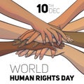 World human rights day concept background, cartoon style