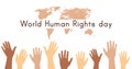 World Human rights day. 10 December. Hands up.