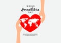 World humanitarian day background with hand hold world map in heart love symbol isolated on grey whitebackground Royalty Free Stock Photo