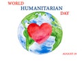 World Humanitarian Day. Beautiful card. Close up Royalty Free Stock Photo