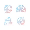 World hunger issues gradient linear vector icons set