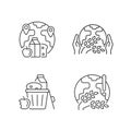 World hunger issues linear icons set