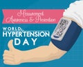 World Hypertension Day Design with Digital Sphygmomanometer and Thumb Up, Vector Illustration