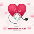 World hypertension day May 17th with heart rate and tension meter illustration